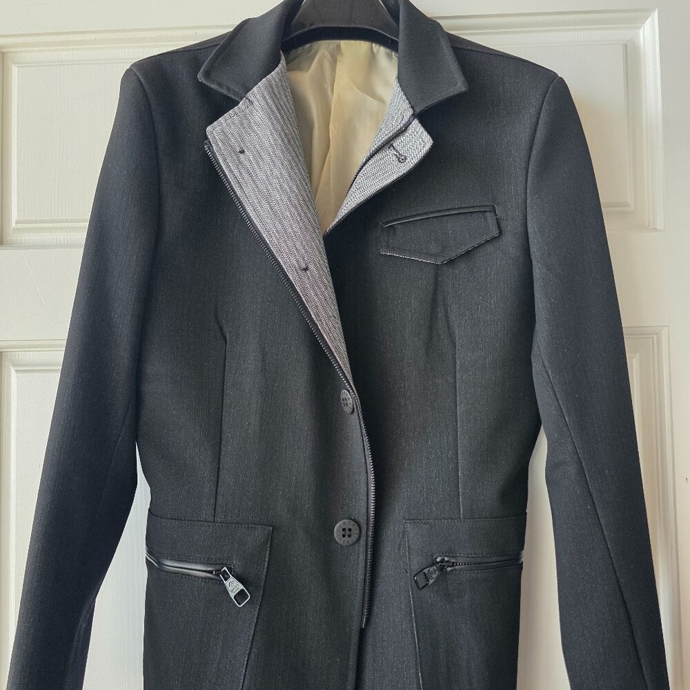 Men's Ron Tomson stand collar sport coat in black size medium